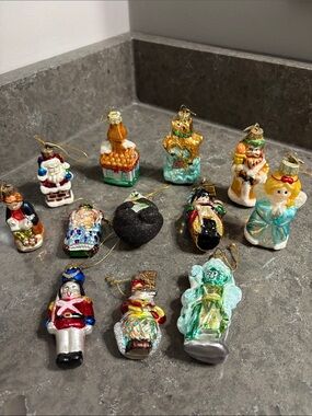 Vintage Thomas Pacconi Classics Holiday Glass Ornaments.
